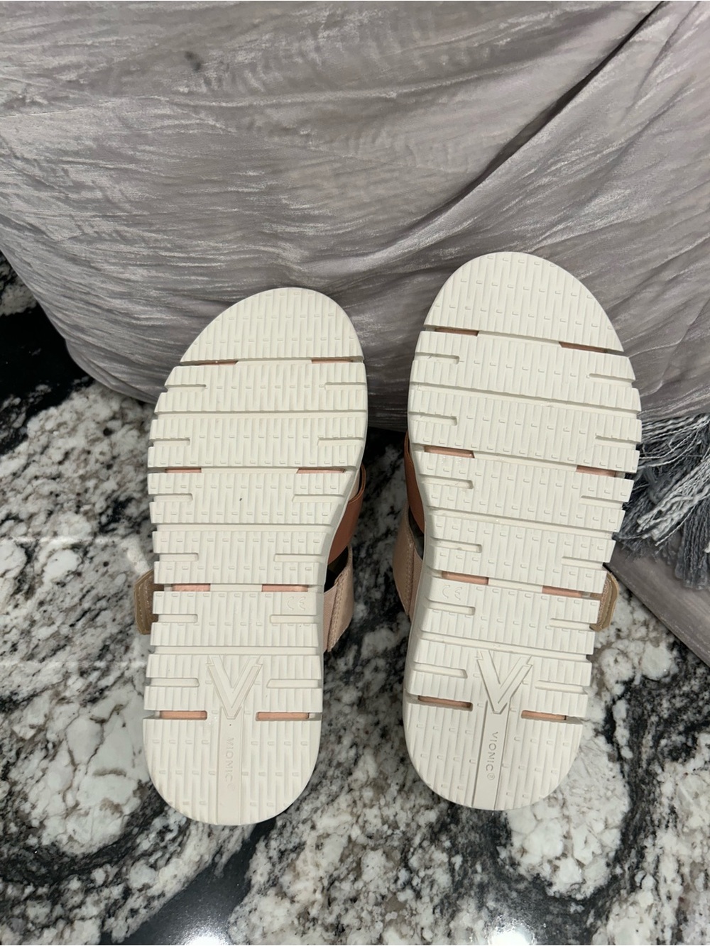Vionic Women's Pink, Cream & Brown Crisscross Comfort Sandals - Picture 6 of 7